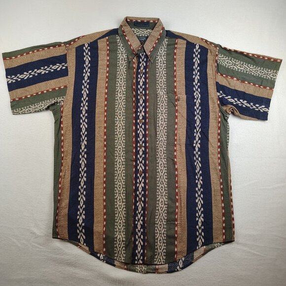 Vintage Chaps Ralph Lauren Shirt Mens Medium Aztec Western - Picture 1 of 9